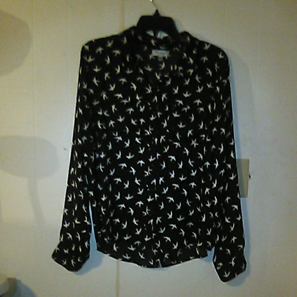Blouse top with flying birds